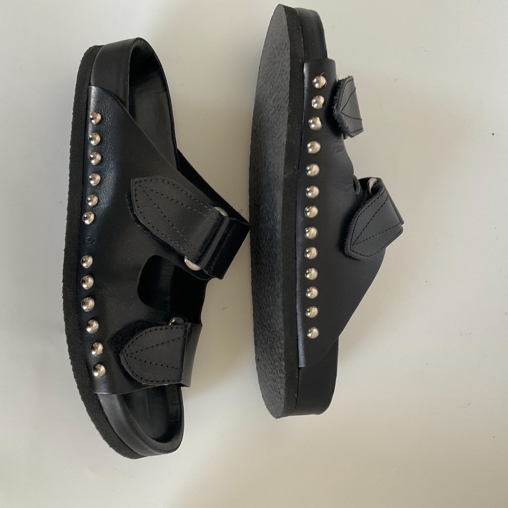 IRO Paris Kondo Mules Studded Leather Slip on Double Strap Sandals New $465 - Picture 4 of 10